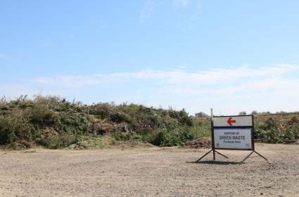 pile of greenwaste and sign at Goondiwindi waste facility