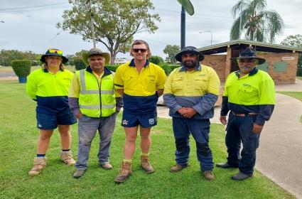 Goondiwindi parks and gardens crew - Hell of the West prepation -  Jack Spink, Greg McGrady, Mitch Ash, Larry Hippi Jnr and Larry Hippi Snr -2
